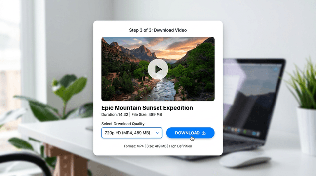 Video ready - choose quality and download